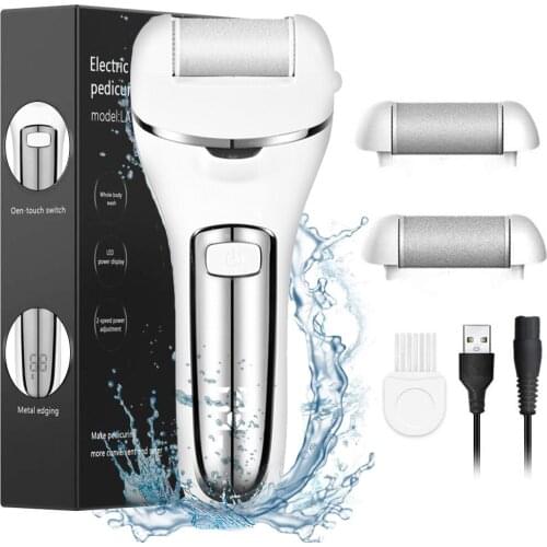 Electric Foot File Rechargeable Waterproof Hard Skin Remover Foot with 3 Rollers Foot Files for Hard Skin and Dead Skin With box