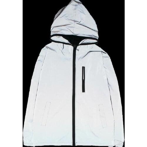 Hot Mens Full Reflective Jacket Light Hoodies Women Jackets Hip Hop Waterproof Windbreaker Hooded Streetwear Coats Man