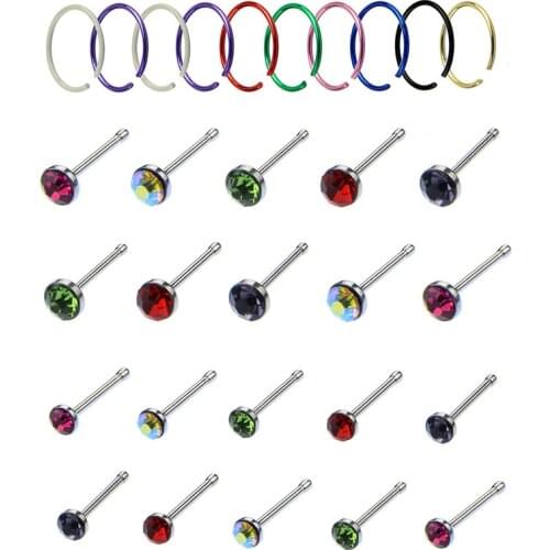 Utimtree Groothandel 60 Stks/partij 316L Chirurgisch Staal Neus Studs Ringen Sieraden Neus Piercing Ring Bone Bulk Bar Sexy