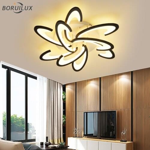 Black White Remote Control New Modern LED Chandelier Lights For Bedroom Dining Living Room Aluminum Acrylic Lamp Indoor Lighting
