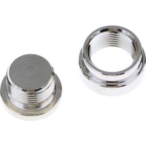 M18X1.5 Oxygen Sensor Stepped Mounting Bung Nut And Plug Sliver