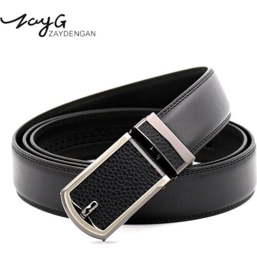 ZAYG Men Belt Designer Classic Sliding Ratchet Automatic Buckle Men Cowhide Leather Belts Fashion Man Luxury Business Belts for
