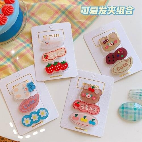 2021 New Kids Hairpins Set Cute Bear Transparent Waterdrop Hair Clip Children Cute Cartoon Hair Barrettes Girls Hair Accessories