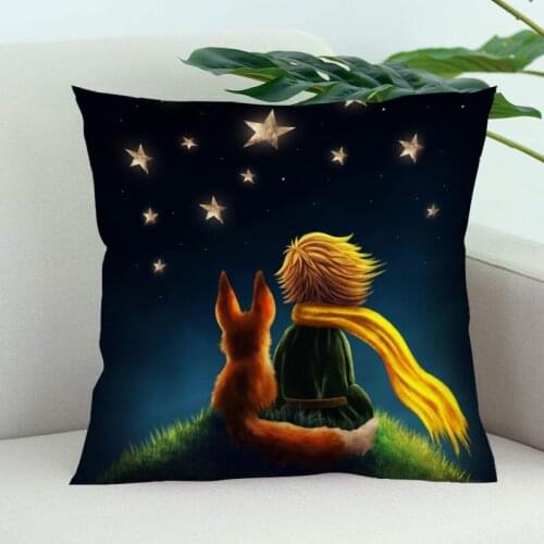 New The Little Prince Pillow Cover Bedroom Home Office Decorative Pillowcase Square Zipper Pillow Cases Satin Soft