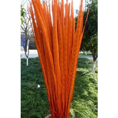 New! Orange 50 pc pretty high quality bleached dyed pheasant tail feathers, 20-22 "/ 50-55cm, DIY jewelry decoration