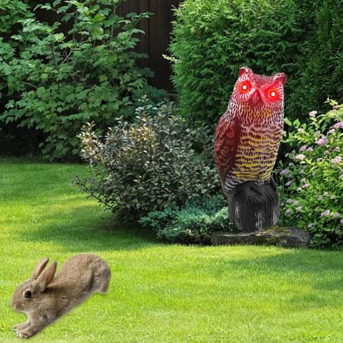 Scarecrow Owl Decoy Statue Make Sound Realistic Fake Owl Hand-painted Garden Protector For Outdoor Pest Bird Deterrent