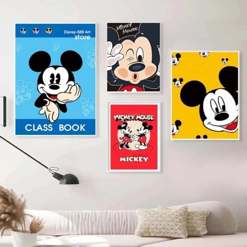 Catoon Disney Mickey Mouse Posters Watercolor Character Canvas Paintings Prints Wall Art Pictures for Living Kids Room Decor