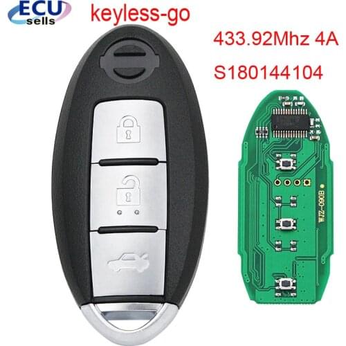 3 Button Keyless-go Remote Key FSK433.92 PCF7945M / HITAG AES / 4A CHIP For Nissan S180144104