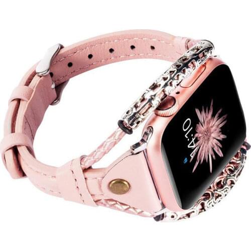 Genuine Leather Strap for Apple Watch Band 38mm 42mm Belt 6/5/4/3/2/1 40mm 44mm metal Bracelet Watchband for Iwatch Accessories