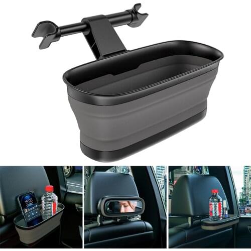 Folding Car Back Seat Organizer with Cosmetic Mirror Cup Holder Universal Drink Food Holder with Foldable Tray ALI88
