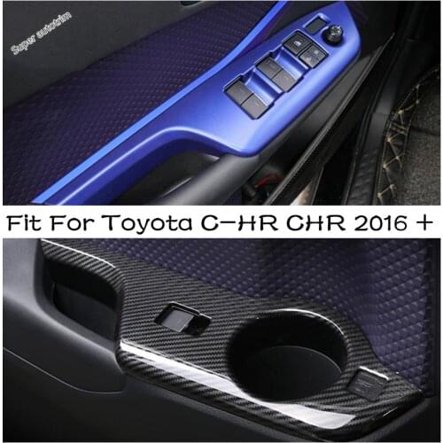 Car-Styling Door Handle Holder Window Control Panel Glass Lift Switch Cover Trim Accessories For Toyota C-HR CHR 2016 - 2021