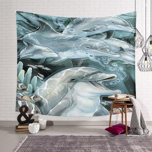 PLstar Cosmos Cute dolphin colorful animal Tapestry 3D Printing Tapestrying Rectangular Home Decor Wall Hanging New style-6