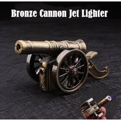 New Novelty Mini Cannon Cool Lighters Men Gift Metal Creative Windproof Torch Lighter Dropship Suppliers BBQ Candle Lighter