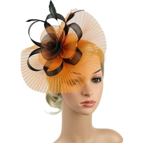 Womens Fascinator Cocktail Party Hat Hair Clip Feather Wedding Church Dress Fedoras Headwear Jewelry Accessories