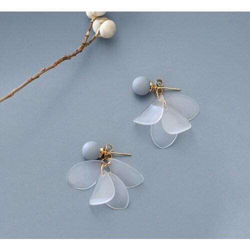 MloveAcc Authentic 925 Sterling Silver Gray Pearl White Flower Stud Earrings for Women Elegant Lover Gift Female Fashion Jewelry