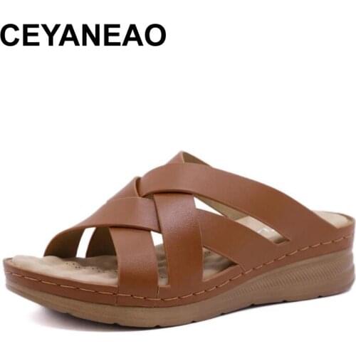 CEYANEAO Womens Slippers Sandals2021Summer Wedges Heels Women Shoes Woman Slippers Summer Sandals CasualSummer Shoes For Women