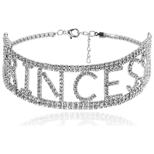 1pc punk style Choker women necklace Crystal Rhinestone Wedding Accessories Women Letter OF THE PRINCESS Jewelry gift