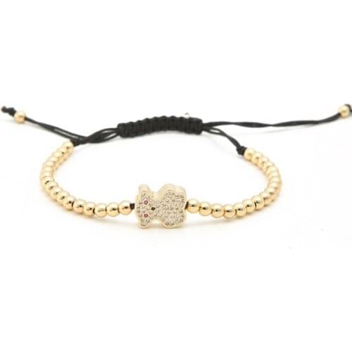 Gold silver micro pave cz Cubic Zirconia rope adjusted Copper Beads Bracelet hg2 Charm Braided Bangles Women