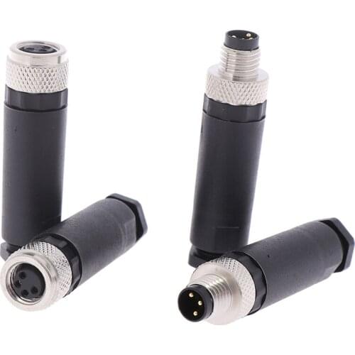 1Pcs M8 Sensor Connector Waterproof Male&female Plug Straight Angle Screw Threaded Coupling 3pin 4 Pin