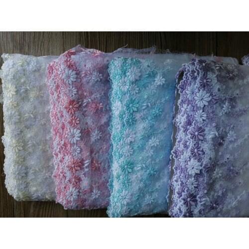 1 Yard High Quality Blue Lace Trim Embroidery Lace Fabric Mesh Lace Ribbon Tulle Guipure Cord Lace Sewing DIY Doll Cloth
