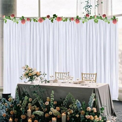 2X2m/3X3M Simple White Ice Silk Party Curtain Wedding Events Backdrops for Stage Banquet Party Decoration Photo Backdrop