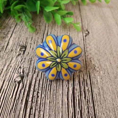 43mm Painted Flower Pull Handle Door Knobs Ceramic Cabinet Cupboard Wardrobe Drawer Pumpkin Pull Knobs Cute Furniture Hardware