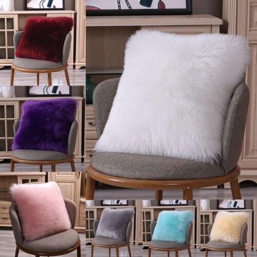 45x45cm Nordic Style Fluffy Long Plush Square Decorative Throw Pillow Case Luxury Solid Color Hairy Cushion Cover Bed Home Decor