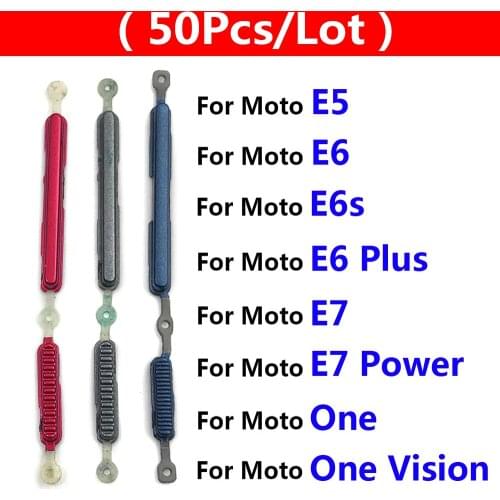 50Pcs/Lot, Side Keys Power and Volume Button Key For Moto E6S E6 E5 E7 2020 One Vision Fusion Plus G Power 2021 G60 Replacement