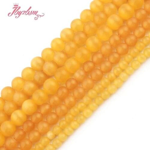 6,8,10,12,14mm Smooth Yellow Round Cat Eye Loose Beads Ball Natural Stone Beads For DIY Necklace Bracelat Jewelry Making 15"