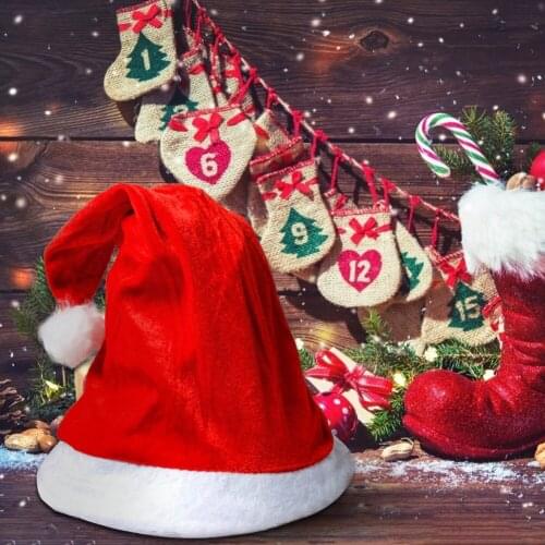 Velvet Christmas Hat Soft Cute Santa Claus Cap Hairball Christmas Hat Festival Party Costume Supplies For Both Adults And Kids