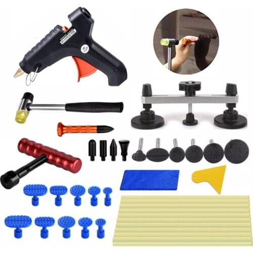 PAINTLESS CAR DENT REPAIR TOOLS GLUE PULLER GLUE GUN DENT TABS 20PCS RED T-BAR DENT REMOVAL TOOLS KIT