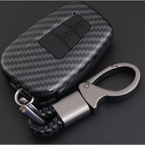 Brand New ABS Carbon Fiber Shell+Silicone Cover Remote Key Holder Fob Case&KeyChain For Toyota Camry /Prado 2018