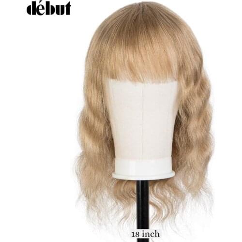 Debut Honey Blonde Brazilian Body Wave Human Hair Wigs With Bangs Long Body Wave Full Machine Made Non-Remy Wigs For Black Women
