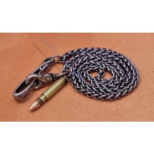 Long 30" Strong Biker Trucker Key Jean Heavy Wallet 2-tone Bullet Pendant Belt Jean Wallet Chain with u Hook