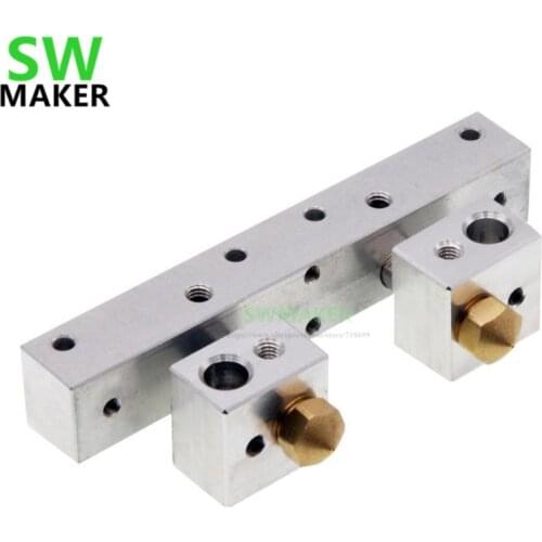 SWMAKER DUAL MK10 HOTEND WITH MOUNT BAR FOR WANHAO REPLICATOR OR CLONE 3D PRINTERS