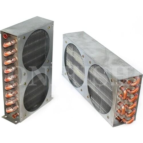 Double tuyere small radiator refrigerator cabinet beauty medical copper tube aluminum fin heat exchanger condenser