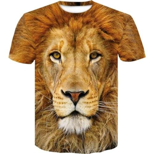 Mens Lion T-shirt Summer Animal Pattern 3D Printing Streetwear T-shirt Sports Hip Hop T-shirt Men Novelty Top