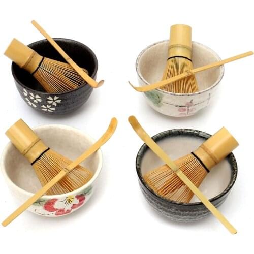 [GRANDNESS] Tea Ceremony Matcha Ceramic Tea Bowl Bamboo Tea Scoop Matcha Whisk Japanese Teaware Tea Tool 4 Style Matcha Bowl Set