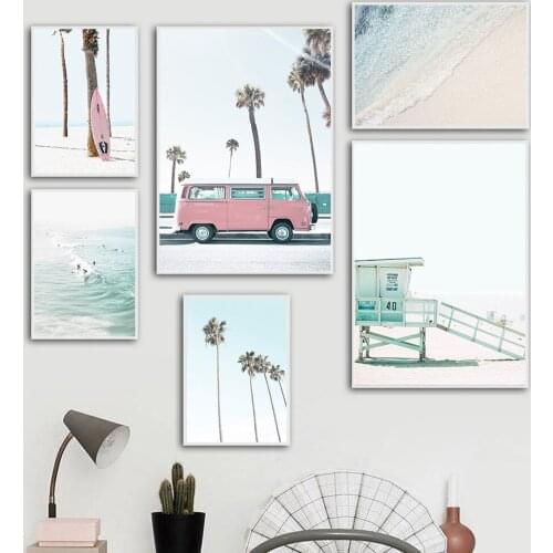 California Coastal Art Beach Prints Surfing Summer Palm Wall Poster Art Print Decor Canvas Painting For Living Room Nordic Decor
