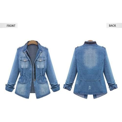 High Quality Denim Jackets Women Autumn Fashion Long Sleeve Jeans Coat Casual Denim Outwear Tops Plus Size 5XL