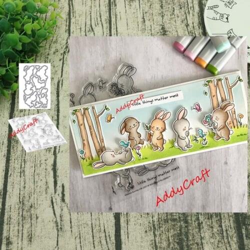 Cute rabbit Metal cutting dies and Clear Stamps Transparent Silicone Seal for DIY scrapbooking photo album Decorative