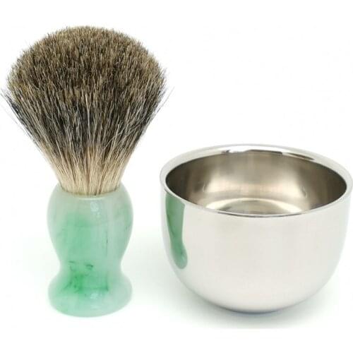 TEYO Pure Badger Hair Shaving Brush and Bowl Set Perfect for Wet Shave Cream Beard Brush