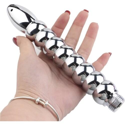 New Metal Butt Plug Anal Shower Head Enema Anal Beads Cleaning Douche Buttplug Enemator Adult Sex Toys for Women Gay Ass Cleaner