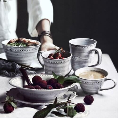 Plate Japanese Ceramic Tableware Home Set Plane Creative Nordic Retro Western High-End Personality Durable Tableware Dishes Set