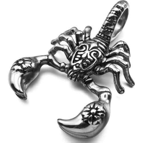 Mens Large Heavy Stainless Steel Pendant Jewelry Silver color Scorpion King Knight Fleur De Lis Cross Punk Rock Biker