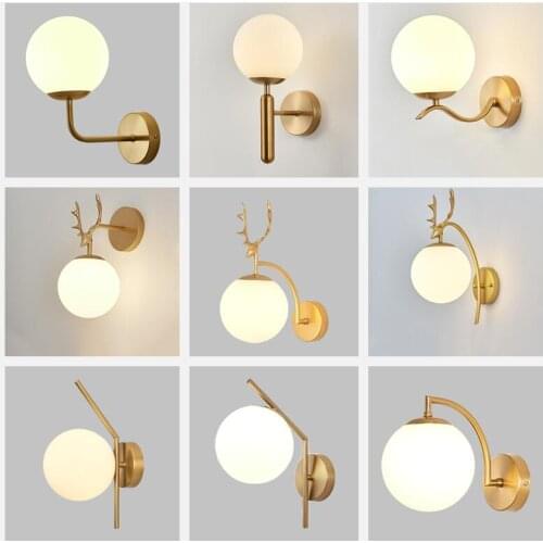 Modern Minimalist E27 Wall Lamps Living Room Bedroom Luster AC90V-260V Indoor Black Gold Bedside Lamp Aisle Lighting Decoration