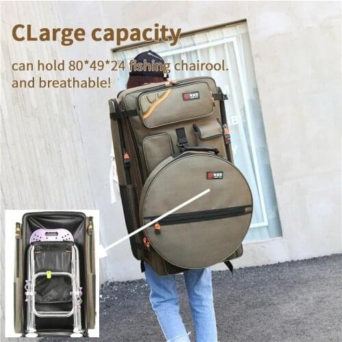 Fishing Chair Bag 80cm Multifunctional Tackle Bag Double Back Fish Bag Waterproof Fishing Rod