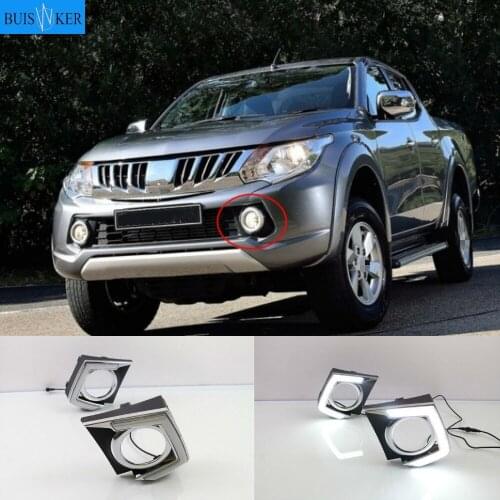 2PCS LED Daytime Running For Mitsubishi Triton L200 2015 2016 2017 2018 Dimming Function Relay 12V Car LED DRL Lamp Waterproof