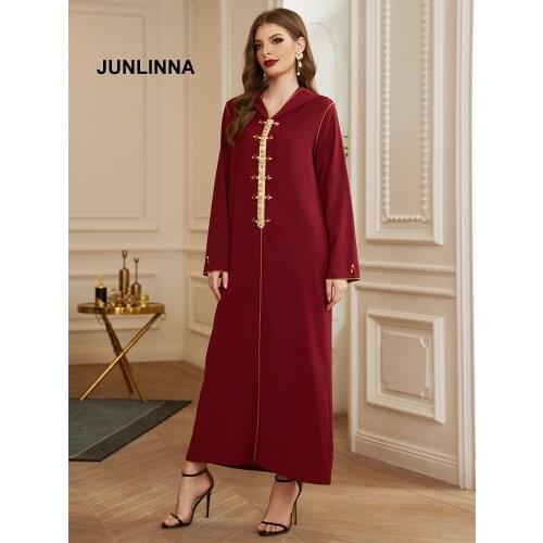 Hooded Loose Dress Fashion New Women Abaya Robe Wear Rhinestone Elegant Casual Vestidos