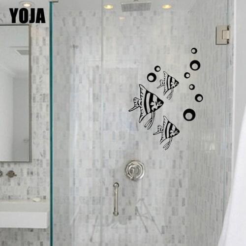 YOJA 29x21.3CM（One Group）Bathroom Shower Decal Marine Striped Fish Decoration Home Room Wall Sticker G2-0436
